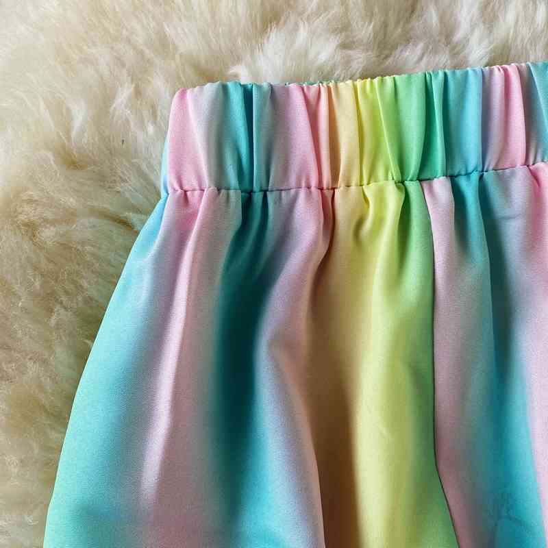 Pants & Capris Summer Thin Loose Elastic Waist Rainbow Wide-leg Pant Women Casual Gradient Color Straight Mujer Pantalones 210429