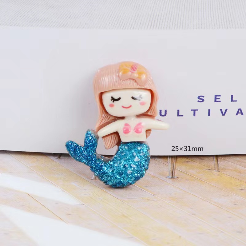 20Pcs Resin Lovely Mixed Mermaid Components /Little Girl Princess Flatback Cabochon Scrapbook Kawaii DIY Embellishments Accessories