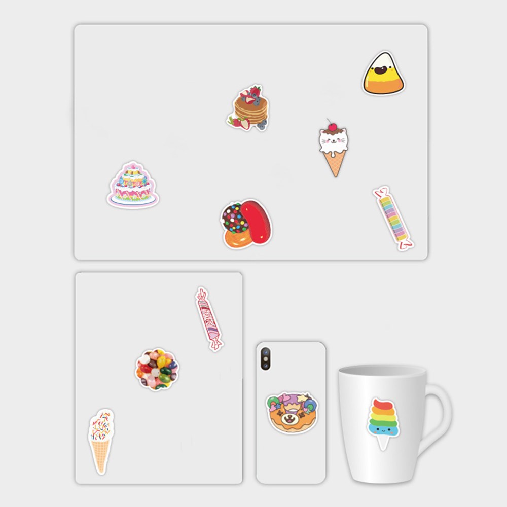 50pcs/Lot Colorful Cute Sweet Candy Stickers Decals Vinyl Waterproof No-duplicate Sticker For Laptop Skateboard Bottle Car Decal
