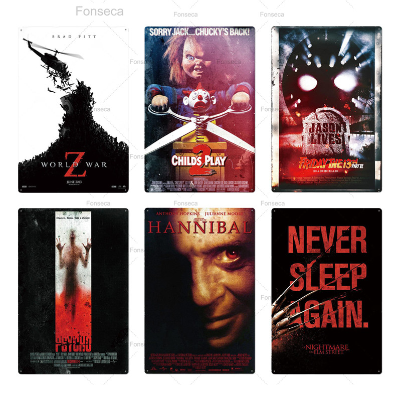 Painting Horror Movie Metal Poster Plaque Metal Vintage Thriller Movie Metal Tin Sign Wall Decor for Bar Pub Club Man Cave 20*30 cm
Painting Horror Movie Metal Poster Plaque Metal Vintage Thriller Movie Metal Tin Sign Wall Decor for Bar Pub Club Man Cave 20*30 cm