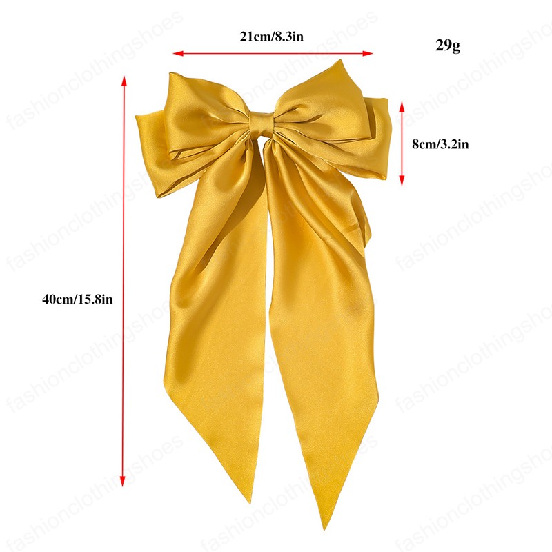 2021 Fashion Bowknot Streamer Hairpin Woman Girls Satin Ribbon Barrette Bow Back Head Spring Clip Headwear Female Hair Accessories