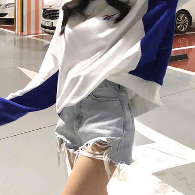 Fashion Summer Women Shorts shorts High Waist Washed Hole Brushed Denim Solid Sexy Plus Size Lady 8751 50 210427