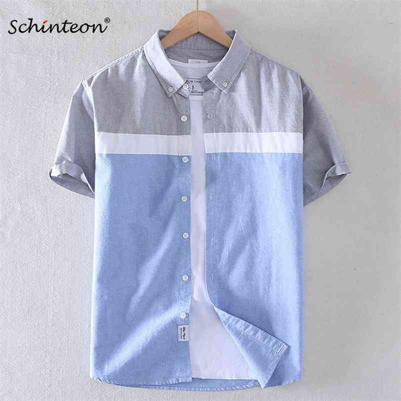 Schinteon Brand Men Summer 100% Cotton Shirt Oxford Short sleeved Smart Casual Slim Patchwork Turn-down Collar 210721, Grey blue white
Schinteon Brand Men Summer 100% Cotton Shirt Oxford Short sleeved Smart Casual Slim Patchwork Turn-down Collar 210721, Grey blue white