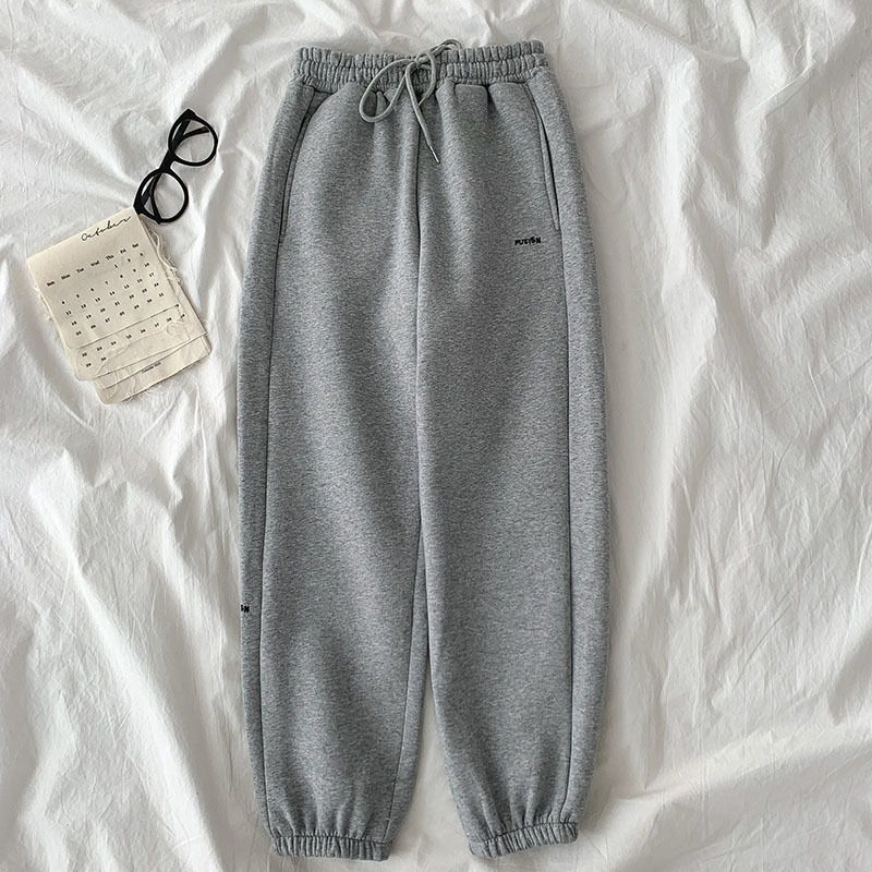 Thicken Harem Pants Women Letter Embroidery High Elastic Waist Jogger Korean Modis All Match Sweat 210422