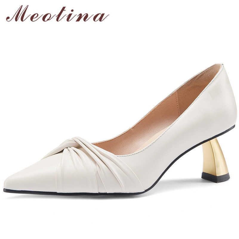 Meotina Genuine Leather High Heels Woman Shoes Pleated Pointed Toe Dress Pumps Strange Style Heel Ladies Footwear Beige Size 40 210608
Meotina Genuine Leather High Heels Woman Shoes Pleated Pointed Toe Dress Pumps Strange Style Heel Ladies Footwear Beige Size 40 210608