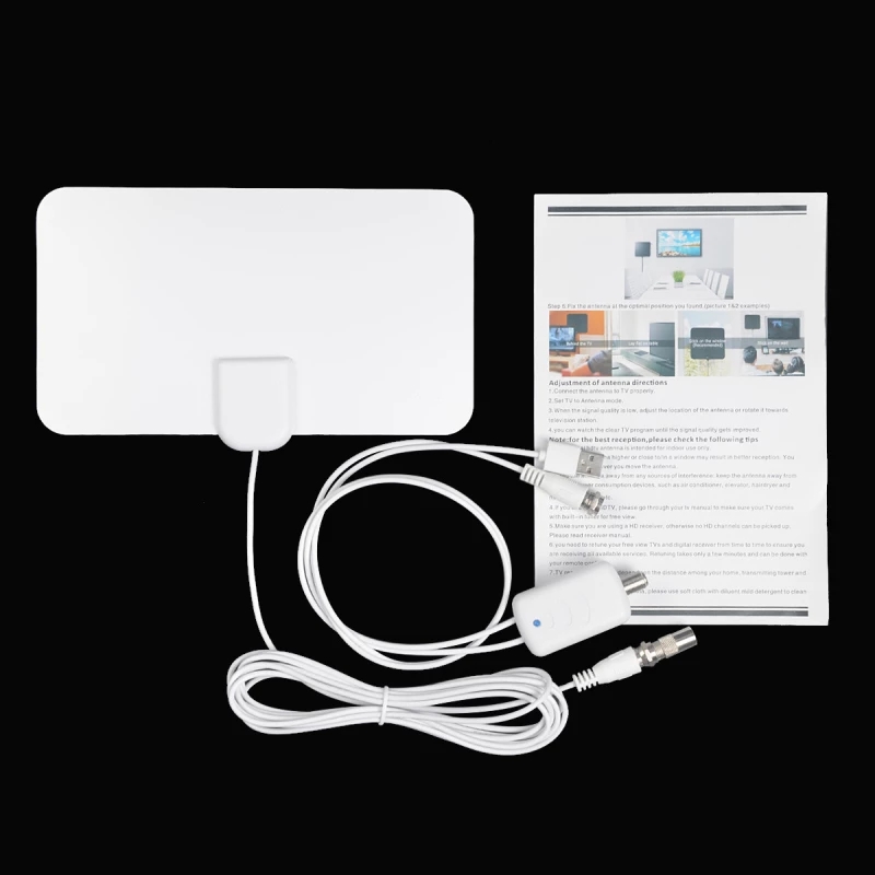 4K Flat Indoor TV Antenna HD 120X210mm Digital Home Aerial HDTV Antena 50 Miles High Booster Signal Capture for television Universal
