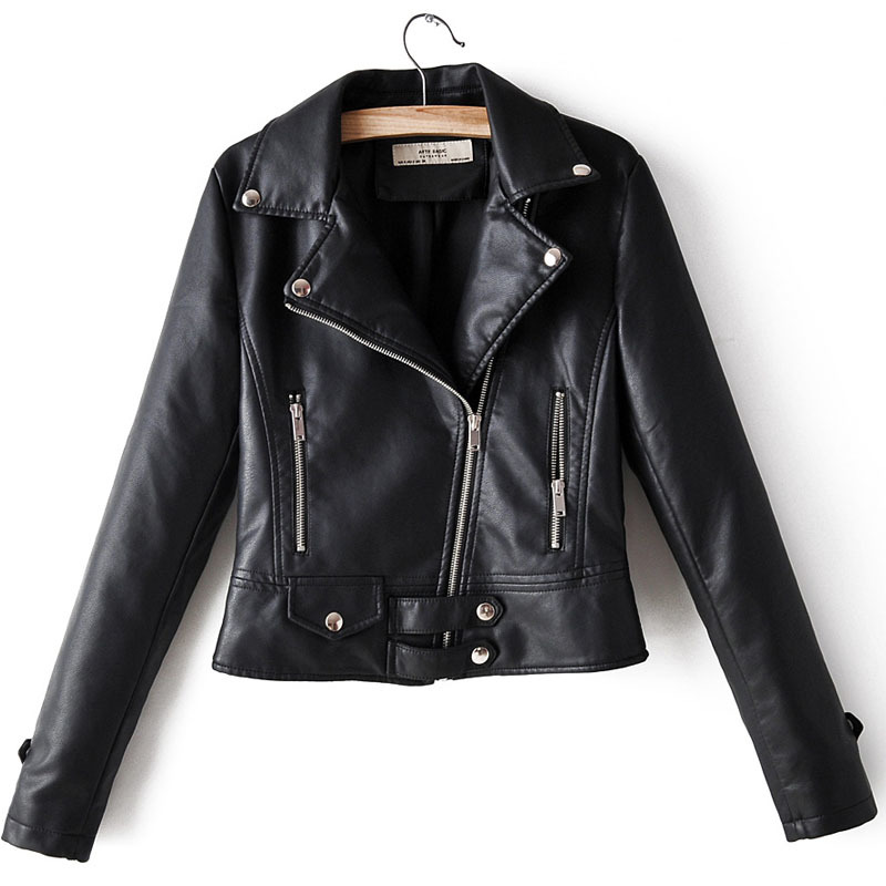 Pink PU Long Sleeve Lapel Zipper Motorcycle Women's Jacket Winter Korean Slim Female Jacket Black Red Top High Street 210507