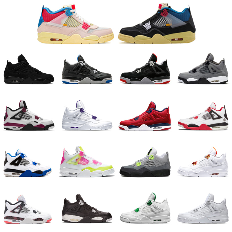 4 4S Basketball Chaussures Hommes Cat Black Cat Travis Voile Pure Argent Orange Metallic Bred Feu Red Oreo Sport Sneaker Formateur