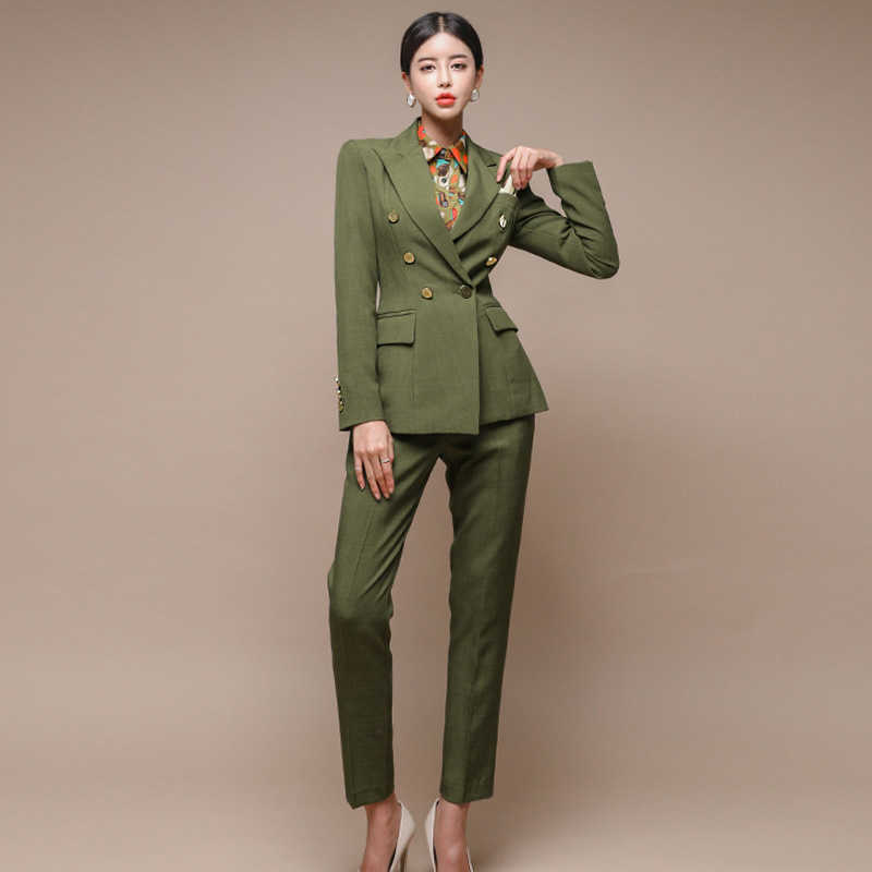 temperament professional women' pants suit two-piece Autumn and winter slim double-breasted office ladies blazer 210527, Green
temperament professional women' pants suit two-piece Autumn and winter slim double-breasted office ladies blazer 210527, Green