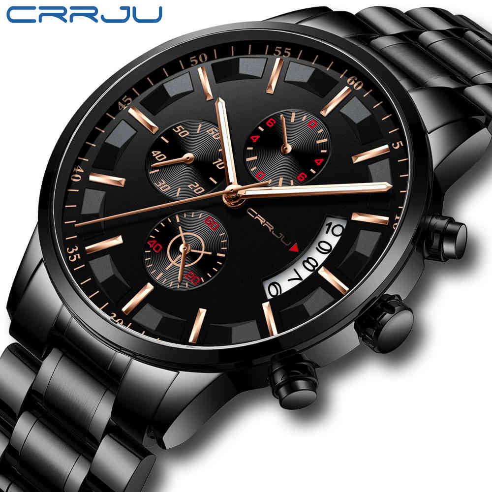 Mens Watches CRRJU Top Brand Waterproof Sports Watch chronograph Mens Casual Stainless Steel Quartz Clock Relogio Masculino 210517, M silver black
Mens Watches CRRJU Top Brand Waterproof Sports Watch chronograph Mens Casual Stainless Steel Quartz Clock Relogio Masculino 210517, M silver black