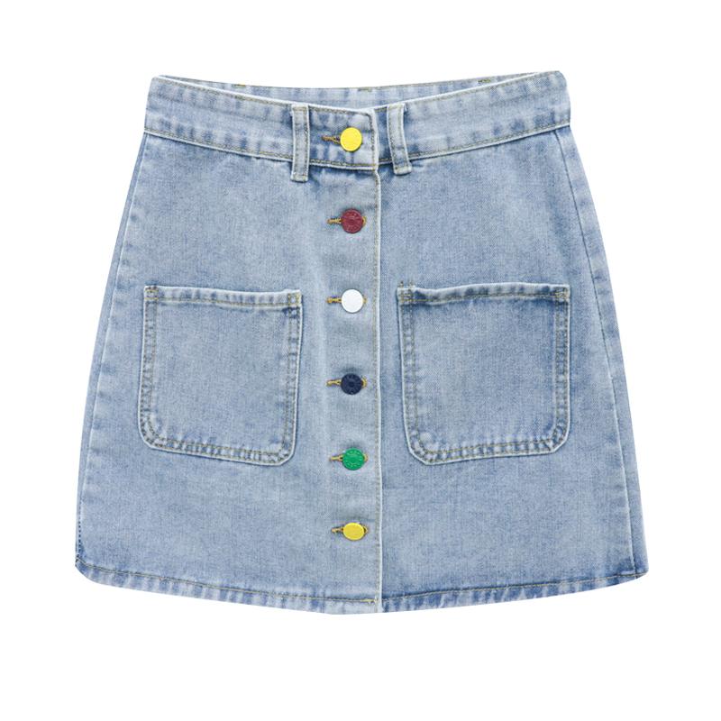 Skirts 2022 Summer Women Korean Fashion Short Jeans Mini Loose Blue With Pockets High Waist Casual Denim Vintage Female Y2K