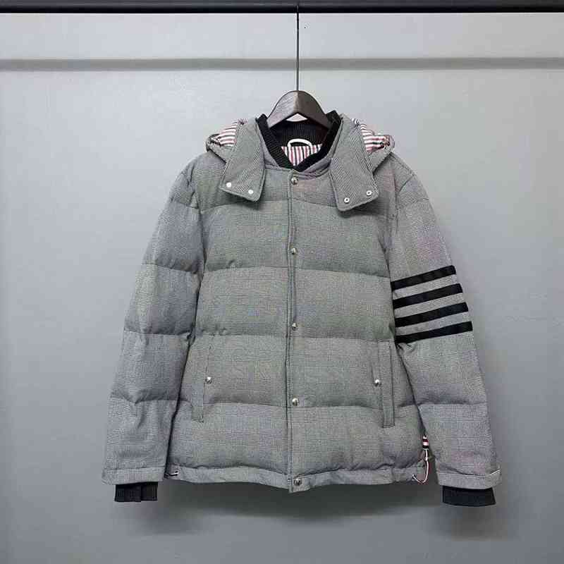 downs Fashion TB THOM Brand Clothes Men Hooded Jacket Loose Striped Gary Houndstooth Thick Winter Casual Cotton Coat, Black 
downs Fashion TB THOM Brand Clothes Men Hooded Jacket Loose Striped Gary Houndstooth Thick Winter Casual Cotton Coat, Black
