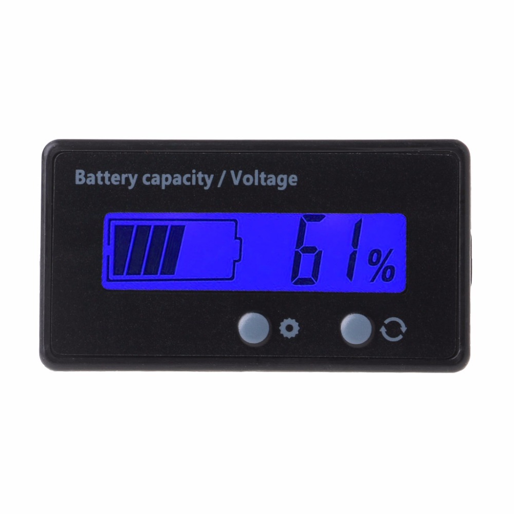 8-70V Blue Lcd Acid Lead Lithium Battery Capacity Voltmeter Gauge 2in1 Electric Meter Tester Tool