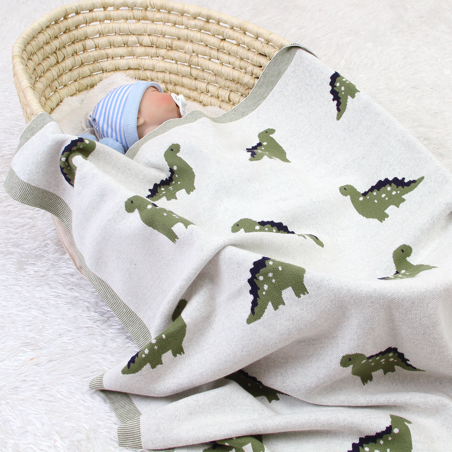 100x80cm new baby infant knitted basket blanket summer Air Conditioning Toddler Bedding Quilt Newborn Super Soft Swaddles Wrap Blankets Dinosaur Desig