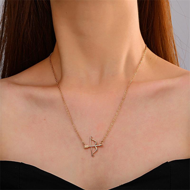 Chains Fashion Simple Cute Wild Bow And Arrow Clavicle Chain Zircon Cupid's Pendant Necklace Valentine's Day Gift