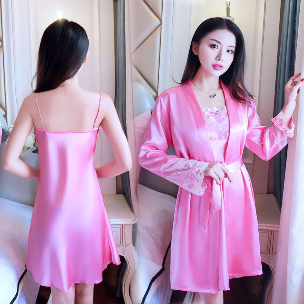 Sexy pajamas women's summer bathrobe silk spring and autumn suspender robe two piece home suit ice
Sexy pajamas women's summer bathrobe silk spring and autumn suspender robe two piece home suit ice