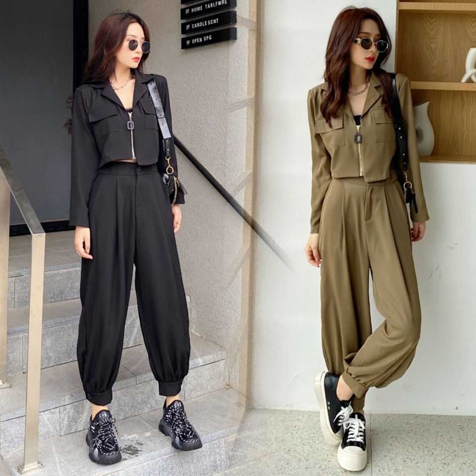 JuneLove Women Spring Casual Two Pieces Vintage Office Lady Single Breasted Blazers &Pants Street Short Pants Suits 210930