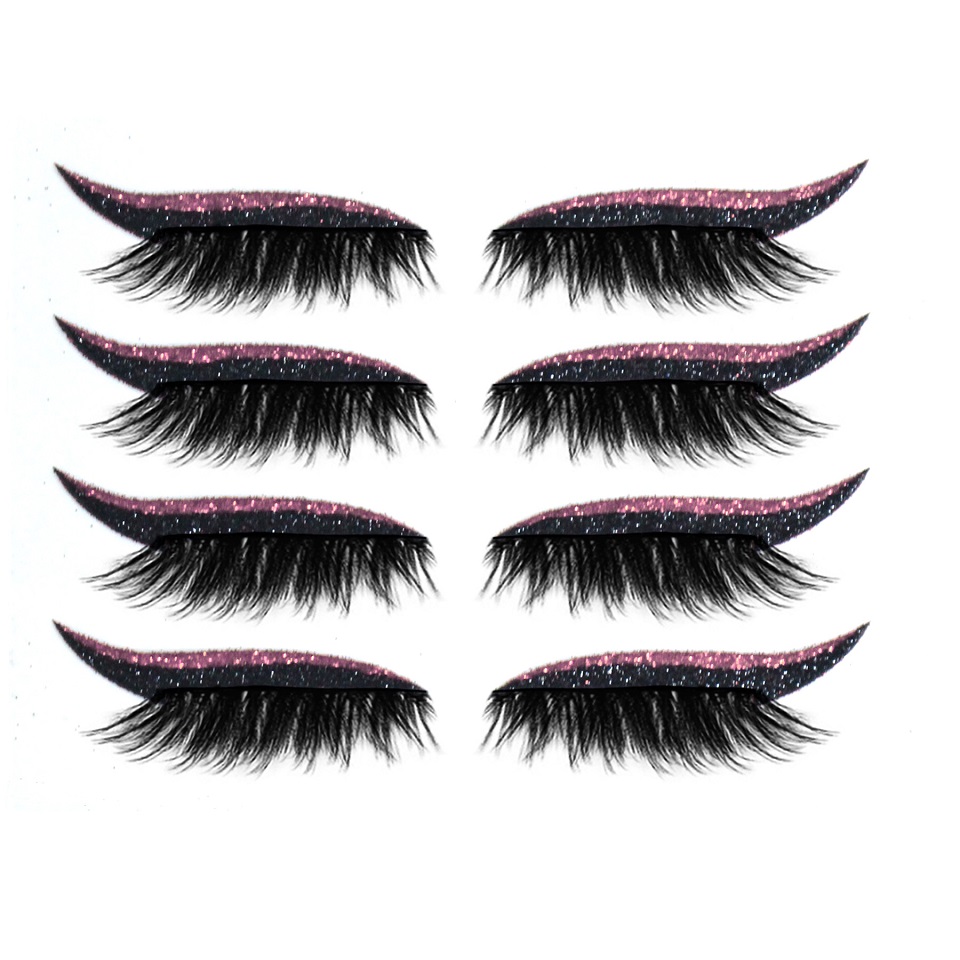 4 Pair Reusable False Lashes Eyeliners Lash Sticker 7 Color Waterproof Eyeliner Eyelash Stickers Easy To Use And Remove
