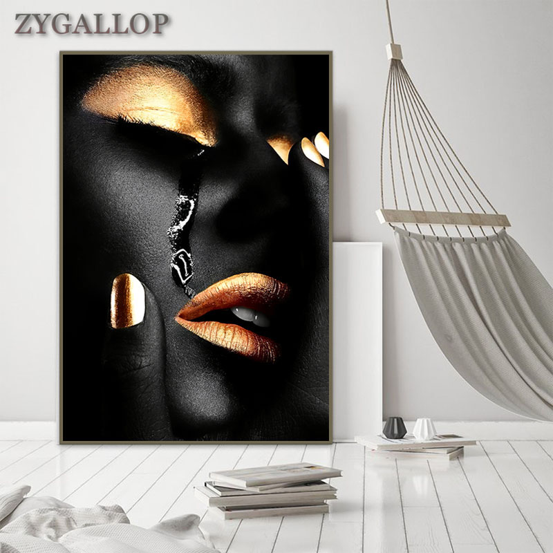 Crying Black Woman Canvas Painting Posters and Prints Modern Home Decor Canvas Wall Art Decoration Pictures Room Wall Painting