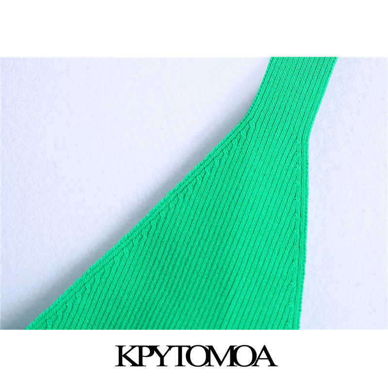 KPYTOMOA Women Fashion Ribbed Knit Crop Tank Tops Vintage V Neck Wide Straps Female Camis Mujer 210625