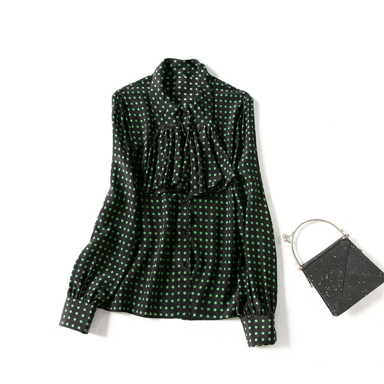 Women' Blouses & Shirts European and American women' clothing The spring Long-sleeved polka dot print Fashion silk shirt SG7M, Green
Women' Blouses & Shirts European and American women' clothing The spring Long-sleeved polka dot print Fashion silk shirt SG7M, Green