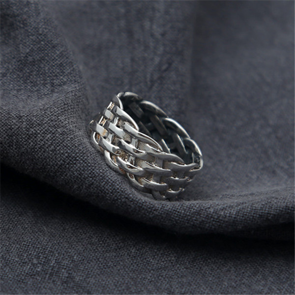 High quality 925 sterling silver braided band rings American Europe antique handmade designer punk gothic Luxury jewelry accessories gifts