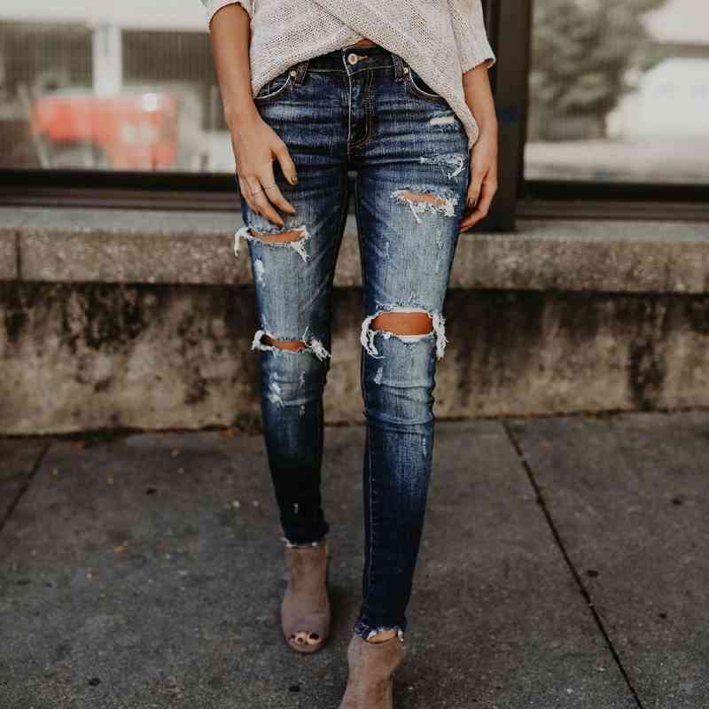 Spring Autumn blue Elastic high waist jeans women Slim Hole ripped skinny Casual Stretch Skinny Trousers Pencil Pants 210603, Sky blue
Spring Autumn blue Elastic high waist jeans women Slim Hole ripped skinny Casual Stretch Skinny Trousers Pencil Pants 210603, Sky blue