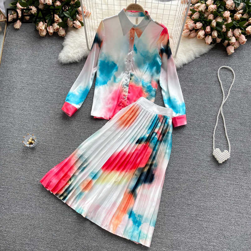 DEAT Women Lapel Printing Shirt Pleated Skirt Arrivals Short Two Piece Set Temperament Fashion Spring Summer 11D1298 210709, Color
DEAT Women Lapel Printing Shirt Pleated Skirt Arrivals Short Two Piece Set Temperament Fashion Spring Summer 11D1298 210709, Color