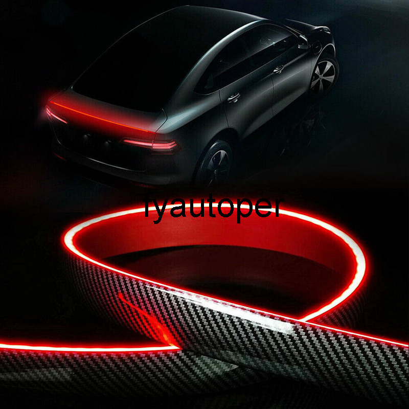 

Universal Carbon Fiber LED Car Tuning Tail Brake Light Strip Rear Trunk Roof Spoiler Lip Tail Lid Exterior Parts Car Accessories