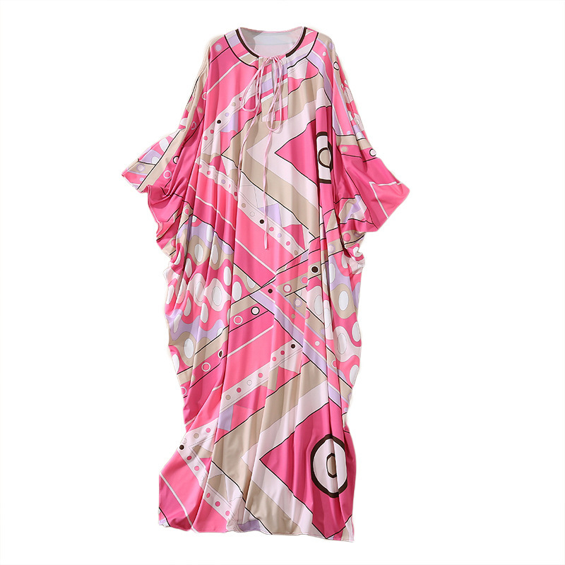 VKBN Autumn Dress Women Up Large Size Loose Batwing Sleeve O-Neck Office Lady Dresses for Women Party Fashion 210507