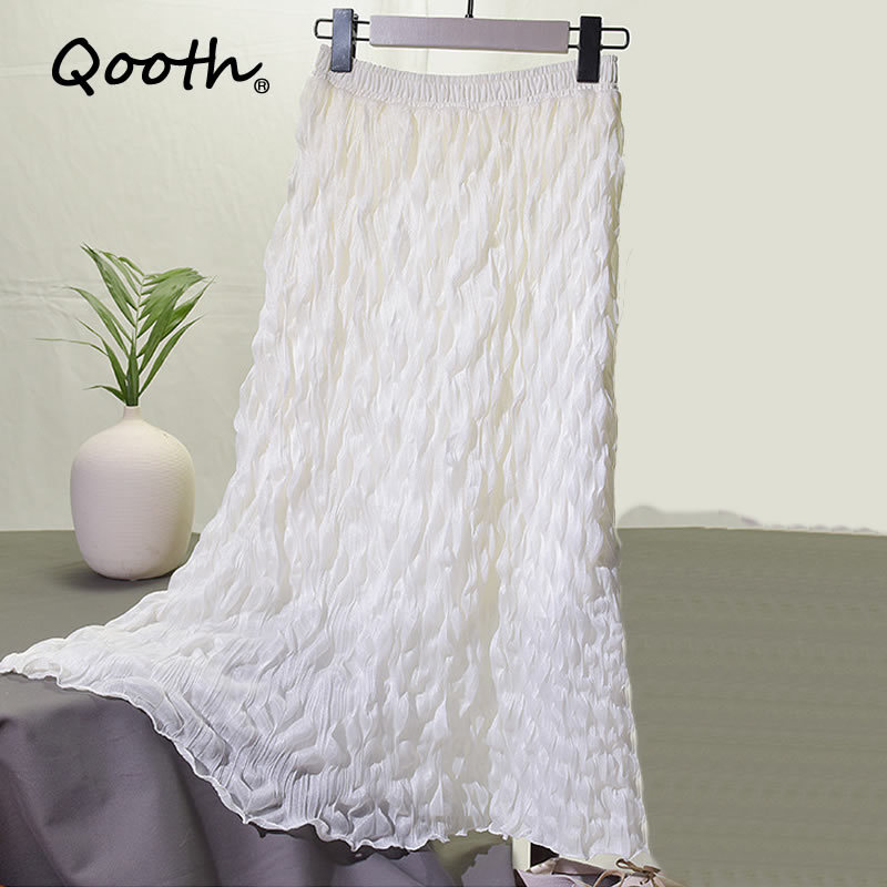 Qooth Women Summer Sweety Tulle Skirts Small Waves Elastic Waist Ankle Length Skirts With Lining Japan Korea Style QT059 210518, White
Qooth Women Summer Sweety Tulle Skirts Small Waves Elastic Waist Ankle Length Skirts With Lining Japan Korea Style QT059 210518, White