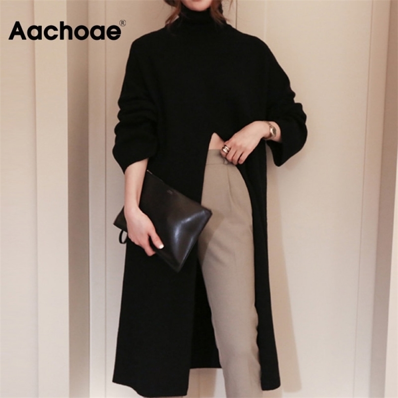 Aachoae Fashion Knitted Turtleneck Long Sweater Women Front Split Office Solid Pullover Autumn Winter Elegant Jumper Sweaters 211018, Black
Aachoae Fashion Knitted Turtleneck Long Sweater Women Front Split Office Solid Pullover Autumn Winter Elegant Jumper Sweaters 211018, Black