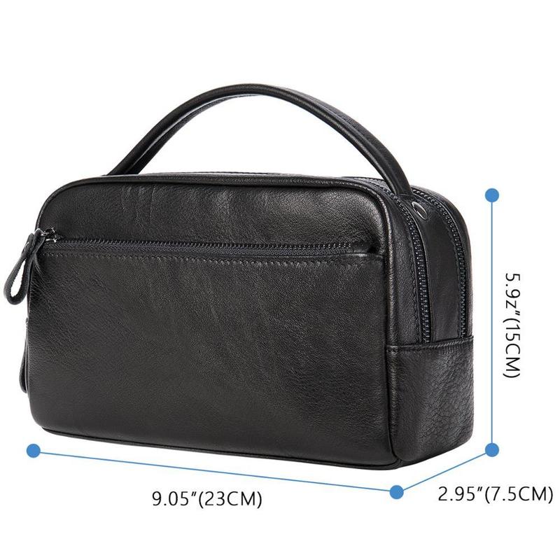 WESTAL Men's Toiletry Bags for Men Make up Bag Cosmetic Case Genuine Leather Zip Cosmetics Bags Makeup Bag for Traveling 7460 220310