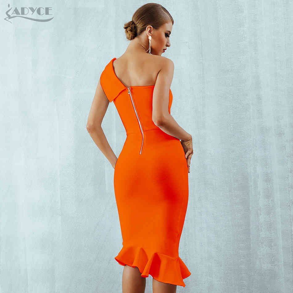 Summer Women Bandage Dress Sexy One Shoulder Sleeveless Ruffles Nightclub Celebrity Evening Party Mermaid Dresses 210423