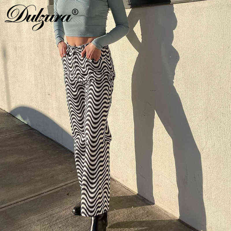 Dulzura Ripple Print Women High Waist Wide Leg Pants Jeans Loose Streetwear Casual Fashion Summer Clothes Bottoms Trousers 211115