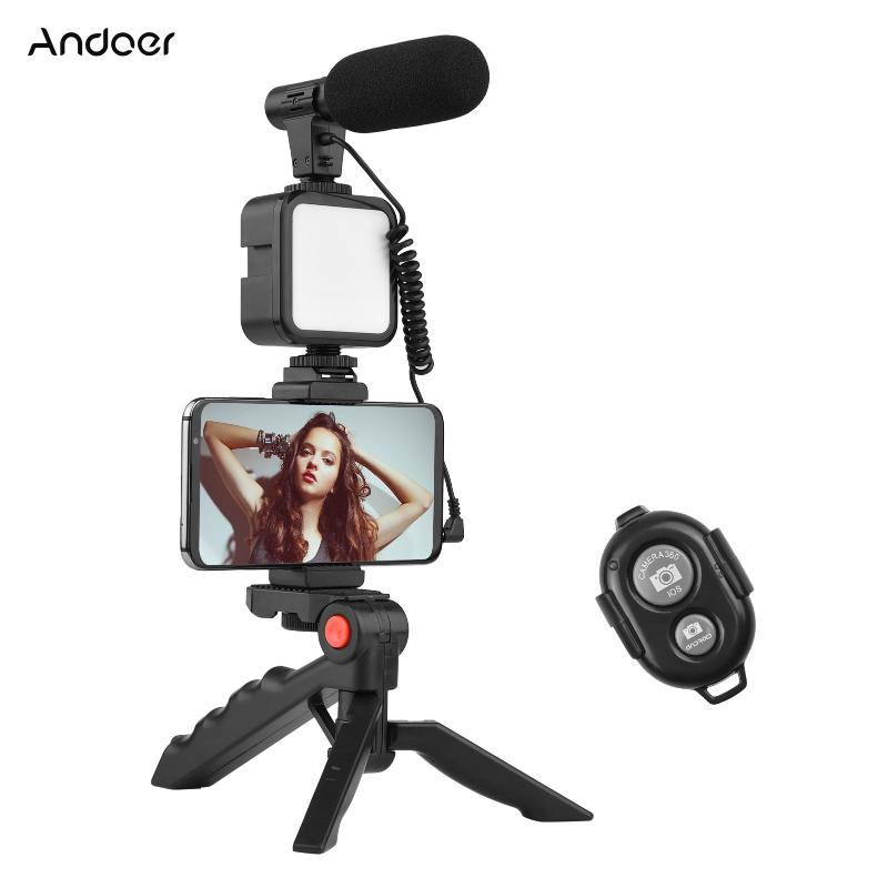 Andoer Phone Vlog Video Kit With Table Tripod Holder Cold Shoe Microphone LED Light Remote Shutter Tripods
Andoer Phone Vlog Video Kit With Table Tripod Holder Cold Shoe Microphone LED Light Remote Shutter Tripods