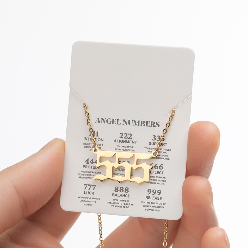 Stainless Steel Angle Number Necklace Titanium Steel 111 222 333 444 555 666 777 888 999 Pendent Necklaces for Men Women Chocker Chain Anti-allergy Fa