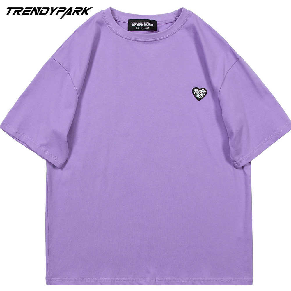 Men's Hip Hop Streetwear T-Shirt Rubber Heart T Shirt Harajuku Cotton Casual Tshirt Summer Short Sleeve Oversize Tops 210601