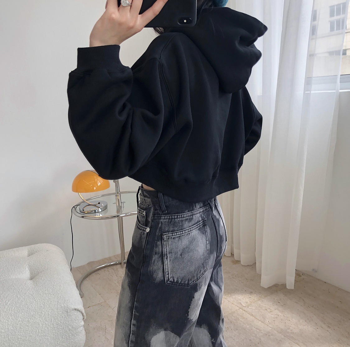 Nomikuma Autumn Winter Fleece Short Hooded Pullover Sweatshirt Causal Long Sleeve Women Jumper New Korean Hoodies Top 6D588 210427