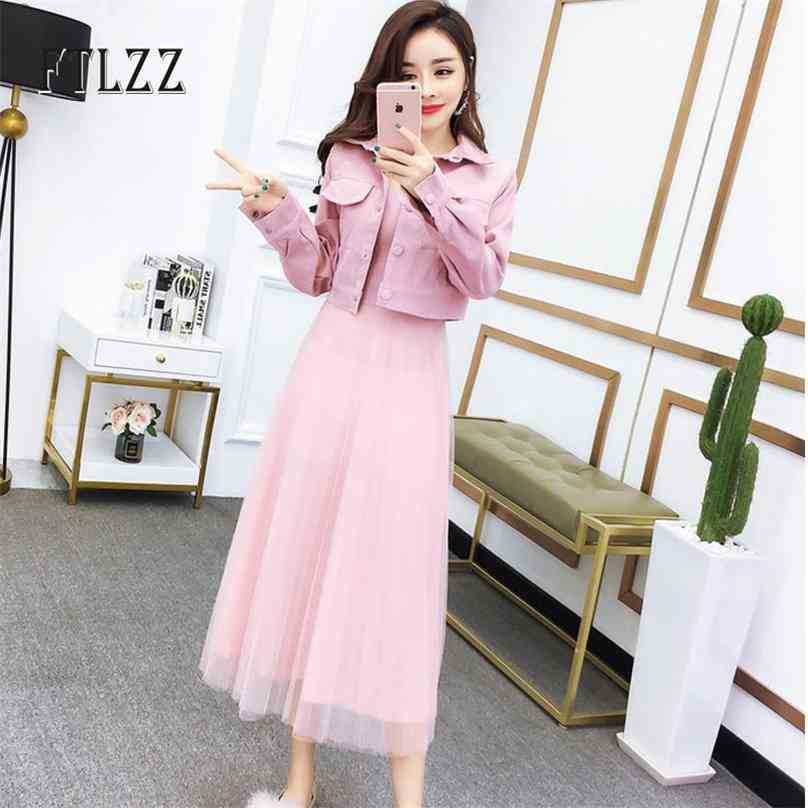 Fashion Streetwear Women 2pcs Sets Spring Autumn Woman Corduroy Short Tops+medium Long Camisole Mesh Outfit Skirt 210525
Fashion Streetwear Women 2pcs Sets Spring Autumn Woman Corduroy Short Tops+medium Long Camisole Mesh Outfit Skirt 210525