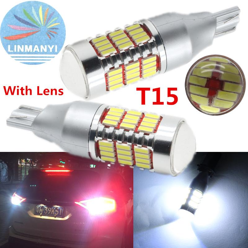 Car Headlights 2PCS High Power T15 30W Auto LED Backup Reverse Lights 921 912 W16W 60 SMD 4014 Canbus Error Free Lamps Lens