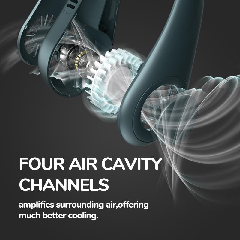 Portable Air Coolers Mini Bladeless Fan NeckFan 2400 mAh USB Rechargeable Mute Sports 3speed adjustable Fans For Home Outdoor laz
