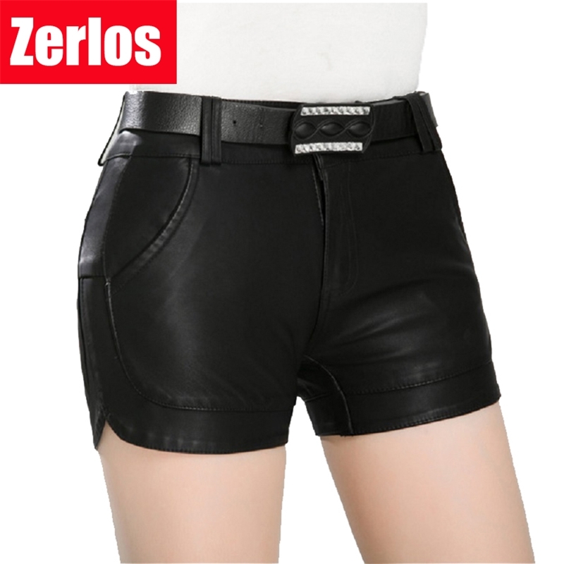 arrival Women's spring Fashion PU Leather Shorts Lady's Mid-Waist Short sexy 210611