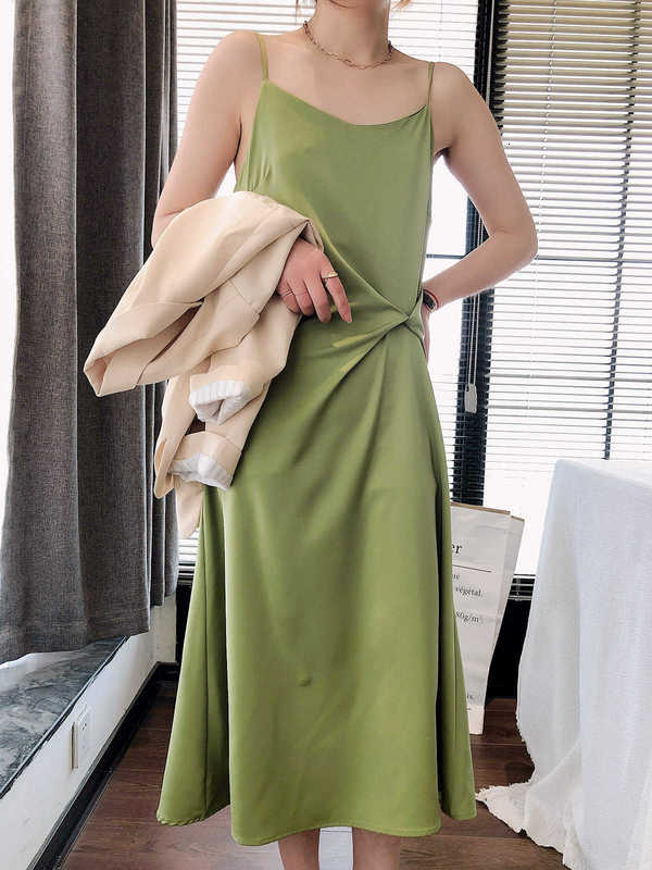 Lizhiqi with Blazer Coat Suspender Drs Shows Thin Waist and Acetate Satin Temperament Long Skirt 110694