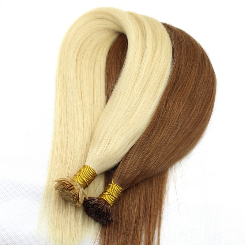 Top quality keratin fusion brazilian european hair blonde color 613 flat tip hair one donor remy virgin straight pre bonded human hairextensions 200gr