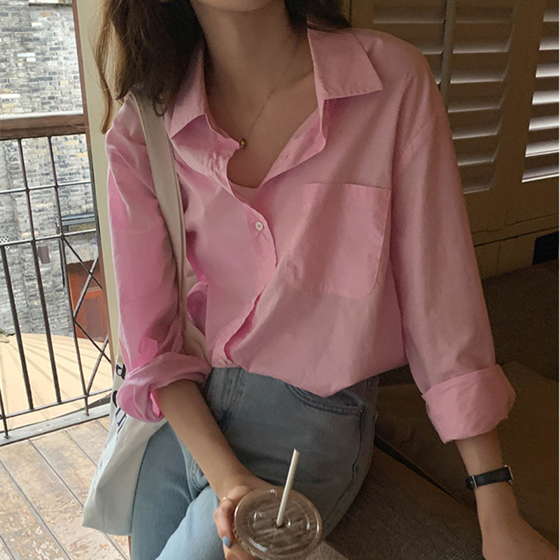 7Colors spring autumn women's blouse Korean style Basic Plaid shirt women outwear Long sleeve tops(X1812 210423