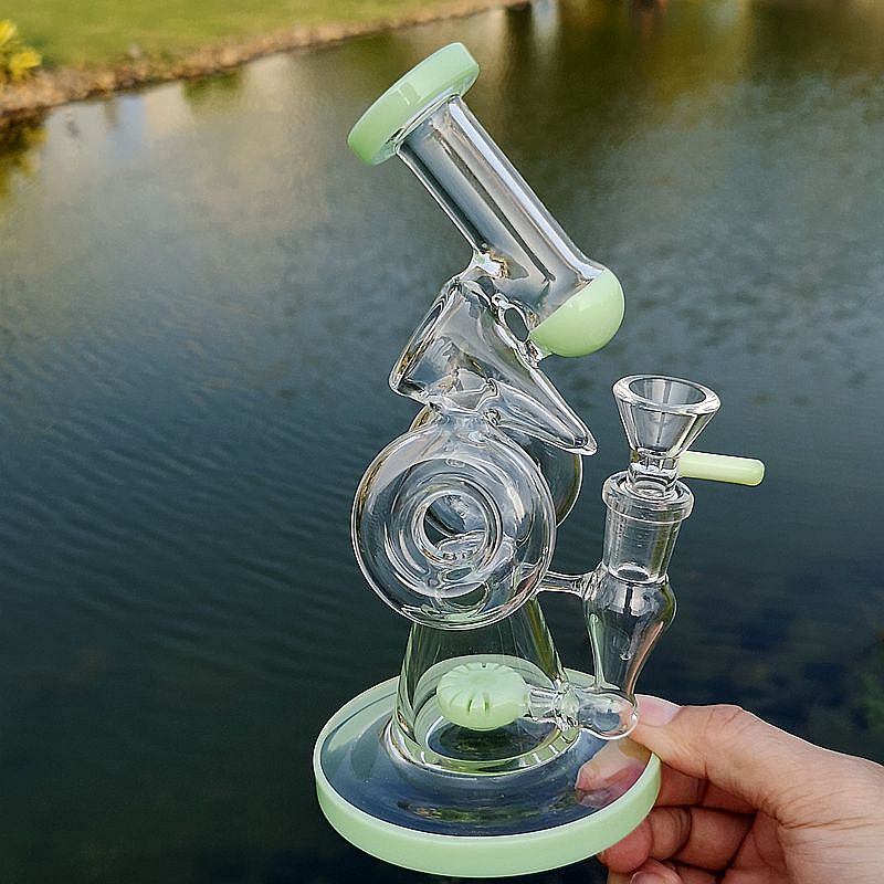 Unique Bong Hookahs Double Recycler Glass Bongs Slitted Donut Percolator Oil Dab Rigs Sidecar Water Pipes 14mm Joint With Bowl
Unique Bong Hookahs Double Recycler Glass Bongs Slitted Donut Percolator Oil Dab Rigs Sidecar Water Pipes 14mm Joint With Bowl