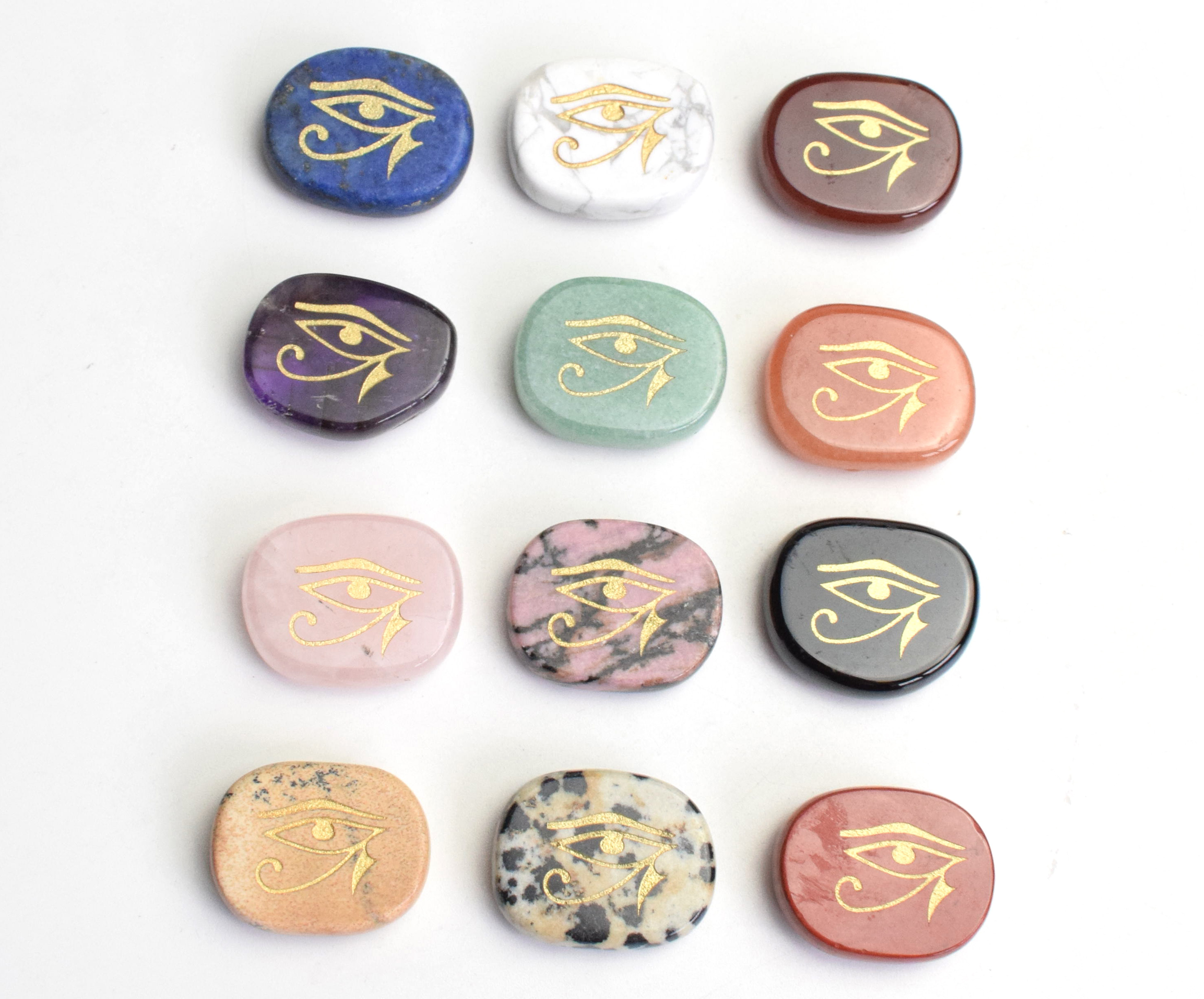 Small Size Natural Chakra Stones Engraved The Eye of Horus Amulet Ancient Egyptian Religion Symbols Sold by 1pcs
Small Size Natural Chakra Stones Engraved The Eye of Horus Amulet Ancient Egyptian Religion Symbols Sold by 1pcs