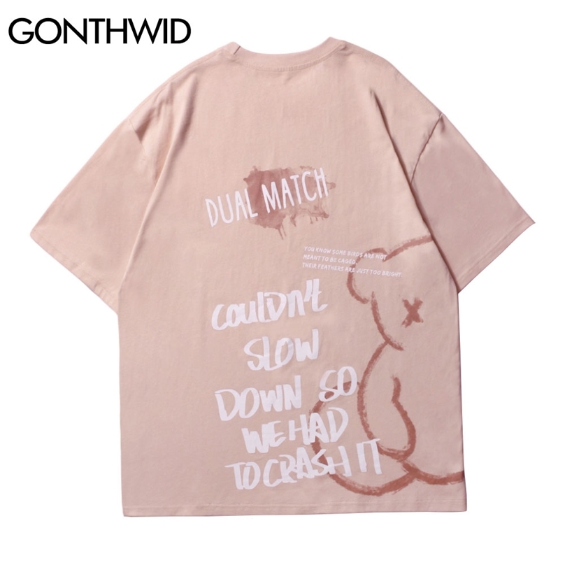 Tees Shirts Summer Men Streetwear Hip Hop Graffiti Bear Print Short Sleeve T-Shirts Harajuku Casual Cotton Tshirts Tops 210602, Pink
Tees Shirts Summer Men Streetwear Hip Hop Graffiti Bear Print Short Sleeve T-Shirts Harajuku Casual Cotton Tshirts Tops 210602, Pink