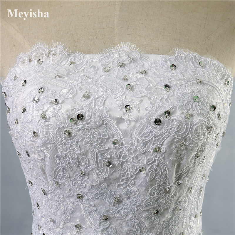ZJ9061 custom made White Ivory Crystal Beads Sweetheart Bride Dresses Wedding lace edge maxi formal plus size 2-26W